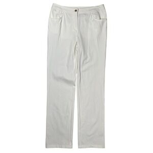 St. John Yellow Label Bright White Straight Leg Pants Sz 8‎ High Rise Classic